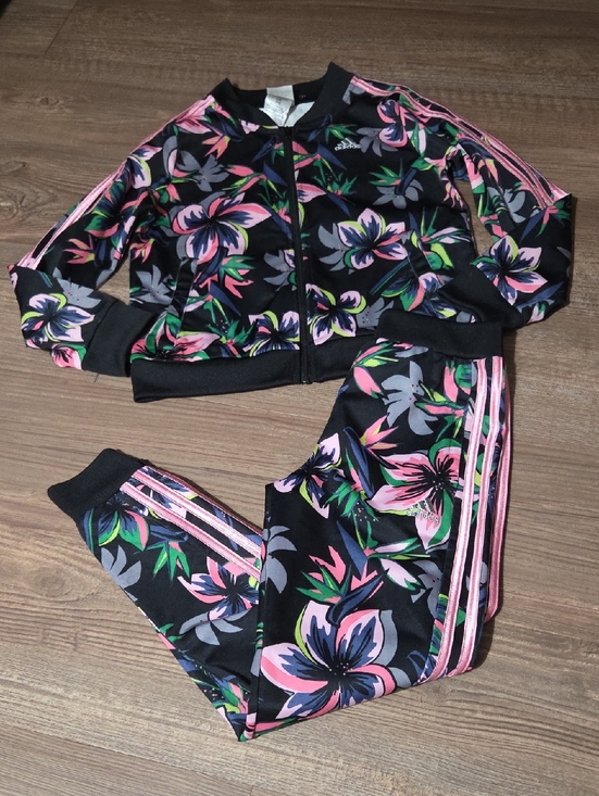 adidas Other - Adidas Floral Track Jacket and Pants Set - Black with Pink & Green Floral
